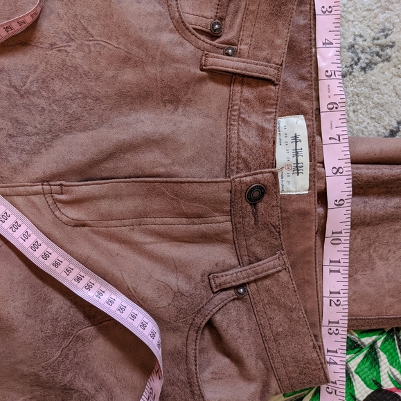Free people we the free faux leather vegan suede cognac tan pants - Picture 3 of 4